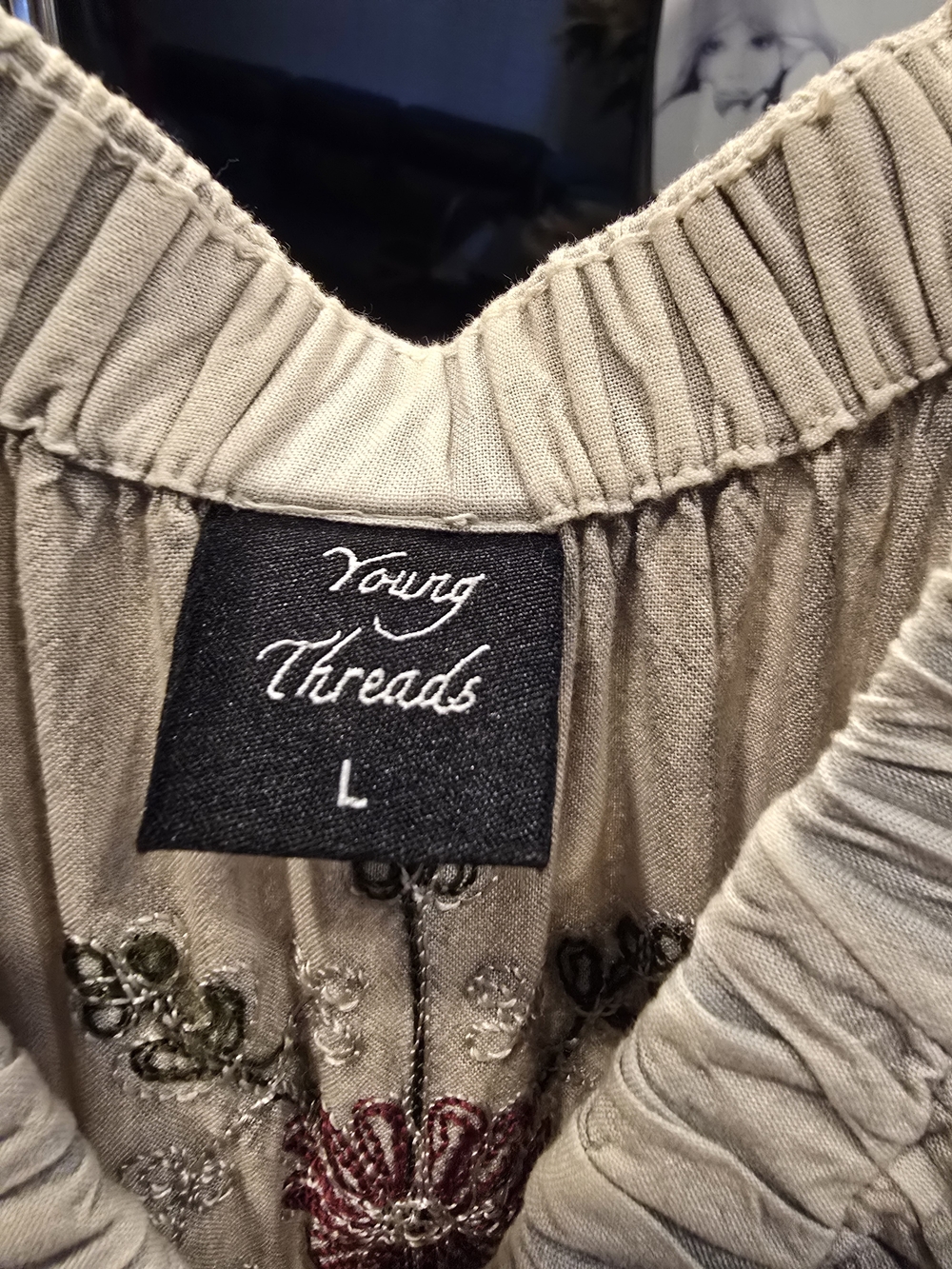 Young Threads Ruffled Dress in Light Taupe, NWOT, 100% Viscose - Picture 3 of 7